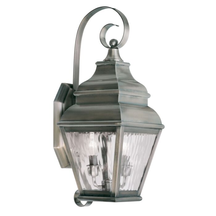 Exeter 2-Light Outdoor Wall Lantern in Vintage Pewter