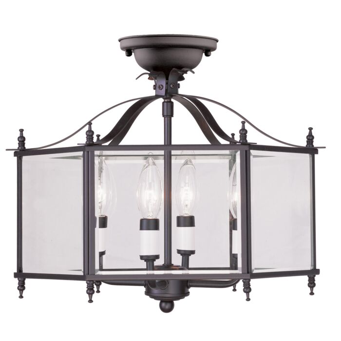 Livingston 4-Light Pendant with Ceiling Mount in Bronze