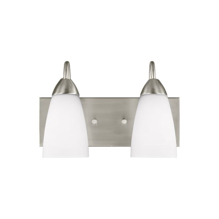 Sea Gull Seville 2 Light Bathroom Vanity Light in Brushed Nickel