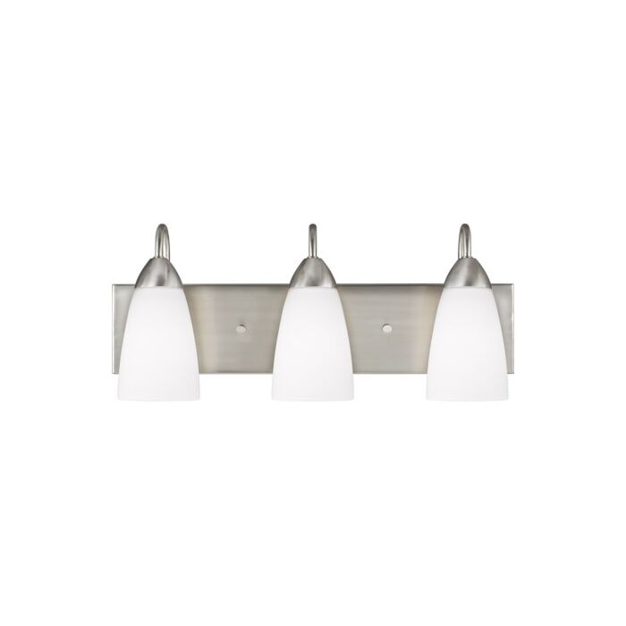 Sea Gull Seville 3 Light Bathroom Vanity Light in Brushed Nickel
