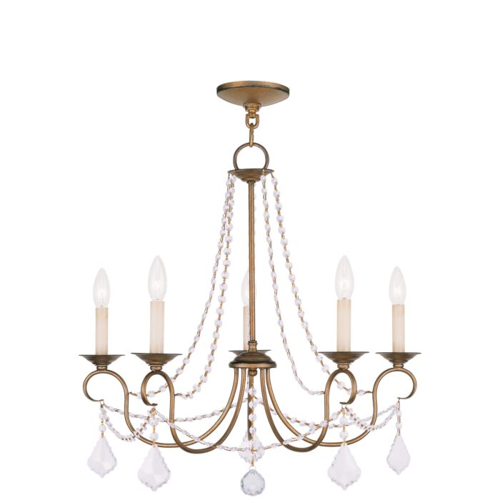 Pennington 5-Light Chandelier in Hand Applied Antique Gold Leaf