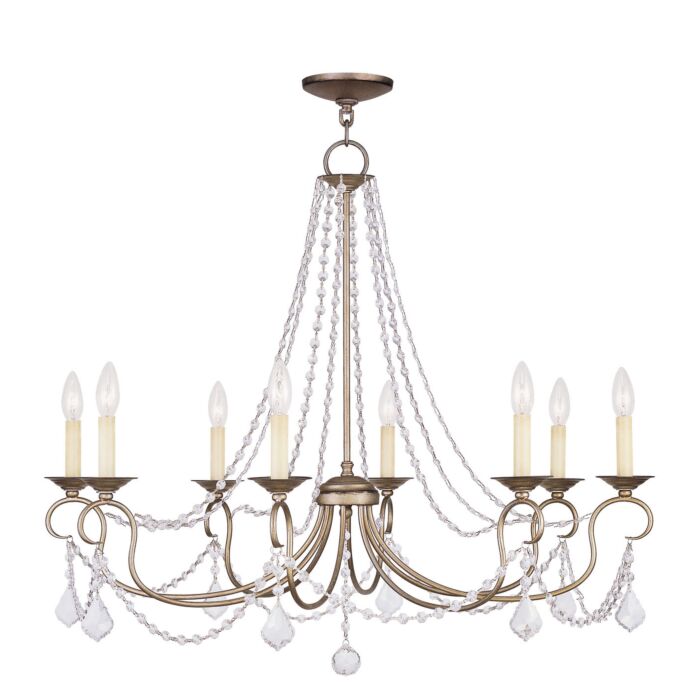 Pennington 8-Light Chandelier in Hand Applied Antique Silver Leaf