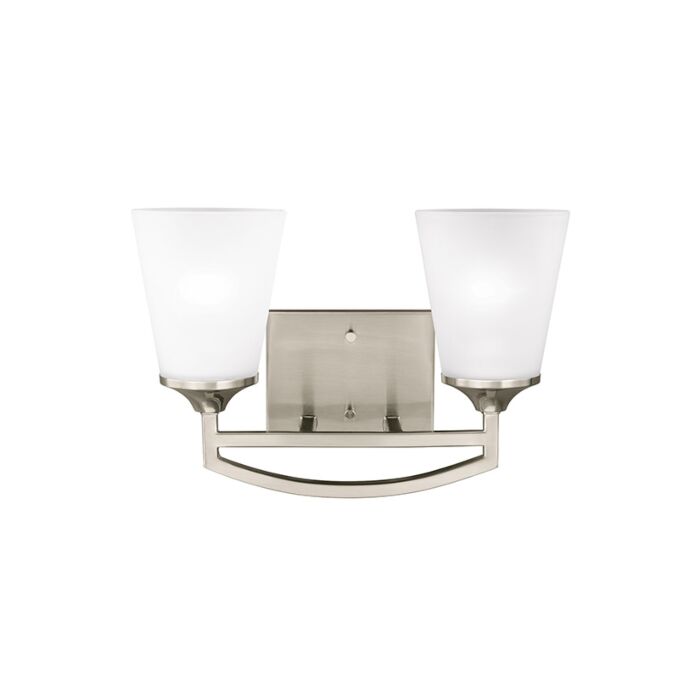 Sea Gull Hanford 2 Light 15 Inch Bathroom Vanity Light in Brushed Nickel