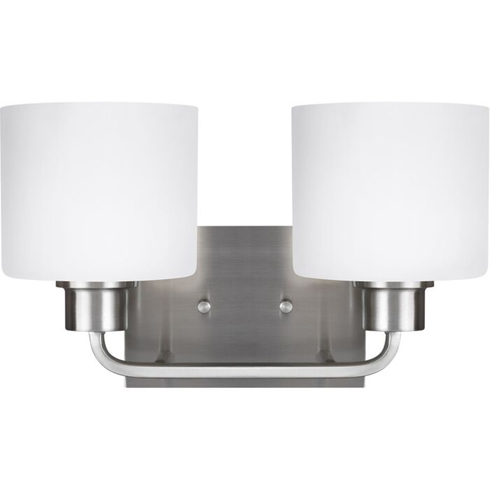 Sea Gull Canfield 2 Light 14 Inch Bathroom Vanity Light in Brushed Nickel