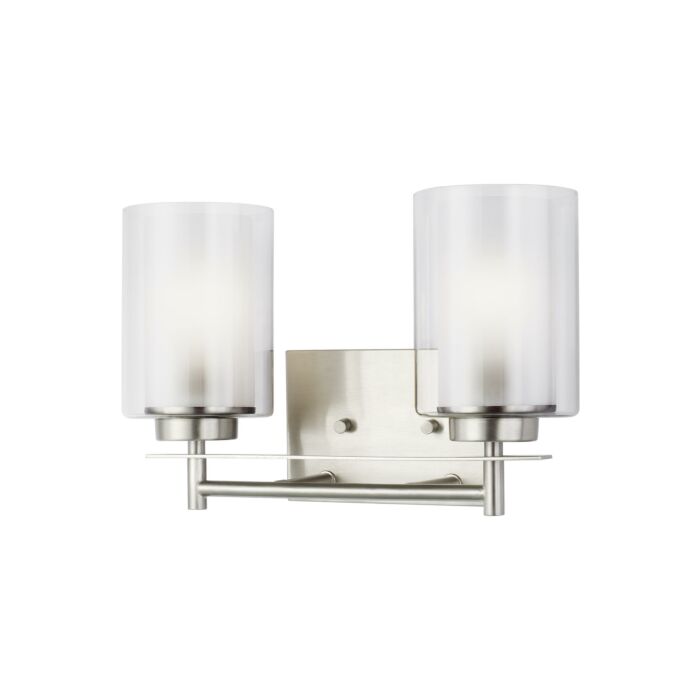 Sea Gull Elmwood Park 2 Light Bathroom Vanity Light in Brushed Nickel
