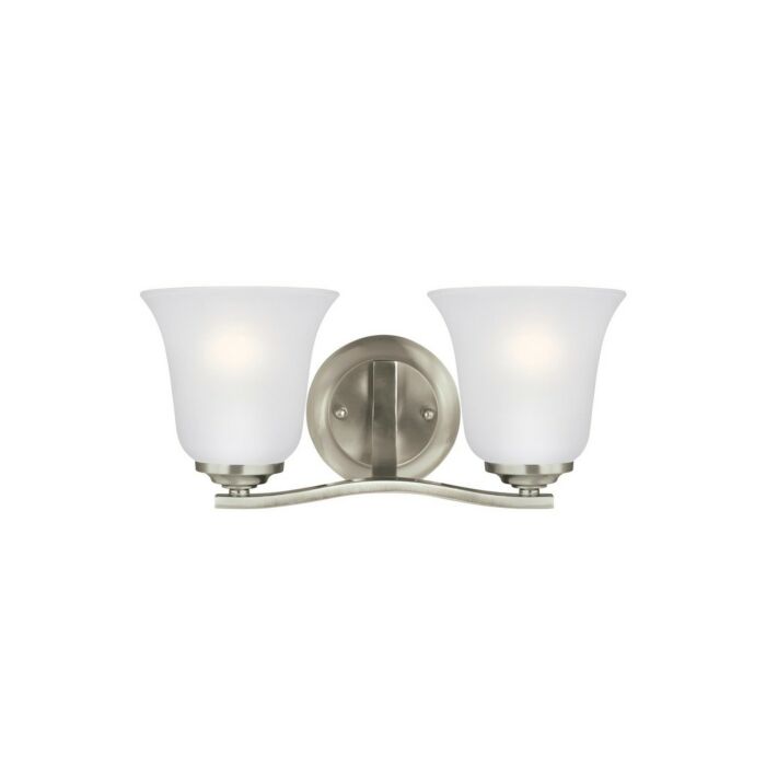 Sea Gull Emmons 2 Light Bathroom Vanity Light in Brushed Nickel
