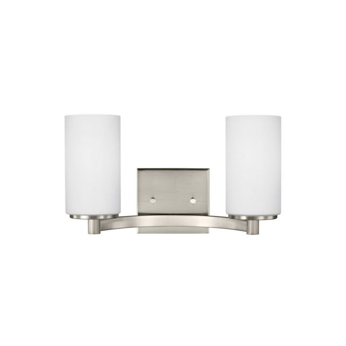 Sea Gull Hettinger 2 Light 14 Inch Bathroom Vanity Light in Brushed Nickel