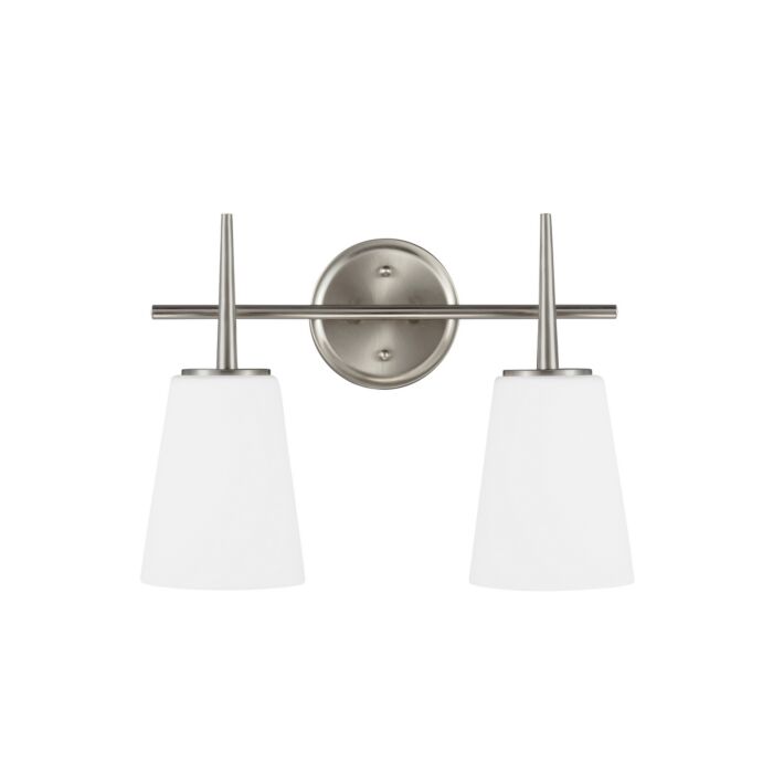 Sea Gull Driscoll 2 Light 16 Inch Bathroom Vanity Light in Brushed Nickel