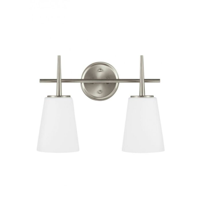 Sea Gull Driscoll 2 Light 16 Inch Bathroom Vanity Light in Brushed Nickel