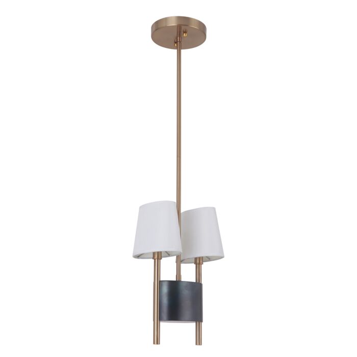 Craftmade Parker 2 Light 6 Inch Pendant Light in Fired Steel with Satin Brass