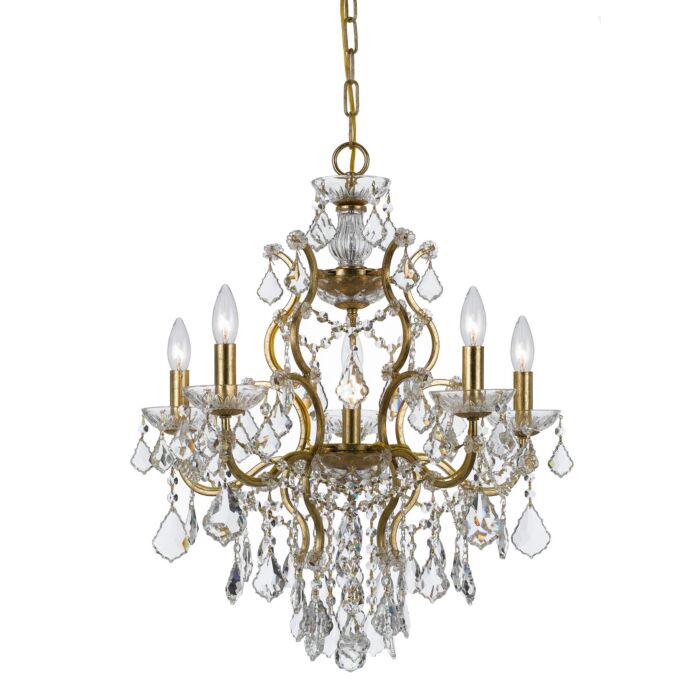 Crystorama Filmore 6 Light 25 Inch Modern Chandelier in Antique Gold with Clear Spectra Crystals