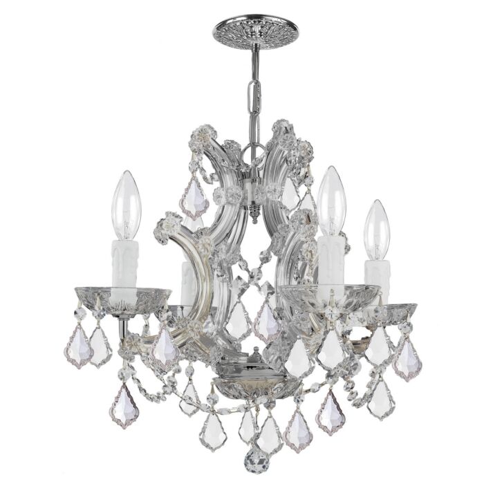 Crystorama Maria Theresa 4 Light 15 Inch Mini Chandelier in Polished Chrome with Clear Spectra Crystals