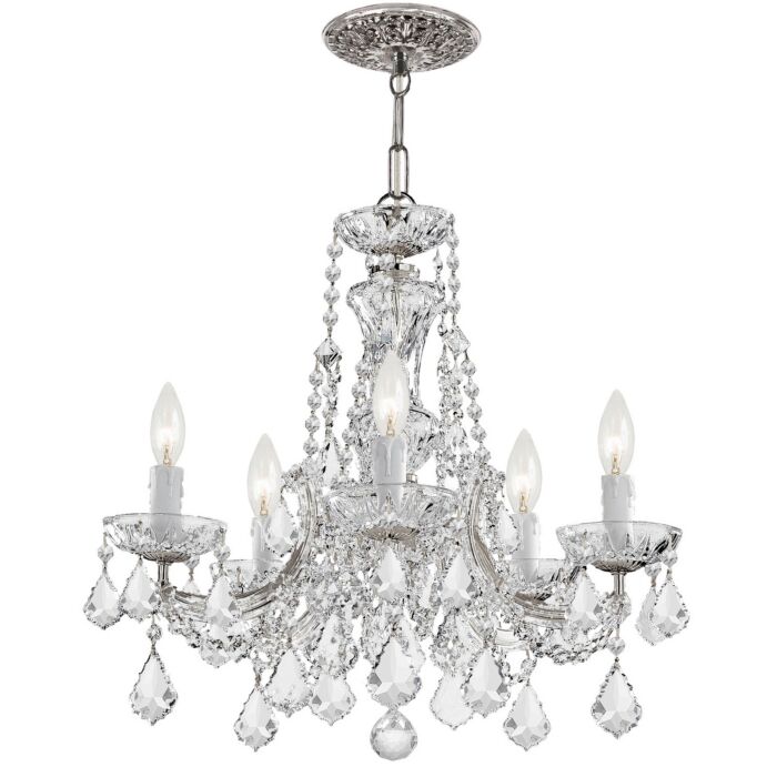 Crystorama Maria Theresa 5 Light Mini Crystal Chandelier in Polished Chrome
