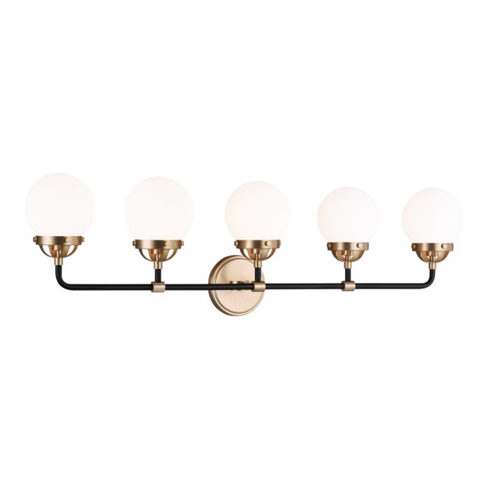 Sea Gull Cafe 5 Light Bathroom Vanity Light in Satin Brass