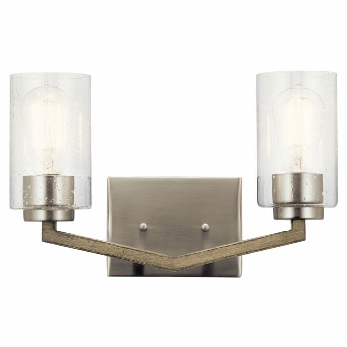 Kichler Deryn 2 Light 9 Inch Bathroom Vanity Light in Distressed Antique Gray