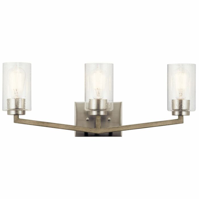 Kichler Deryn 3 Light 9 Inch Bathroom Vanity Light in Distressed Antique Gray