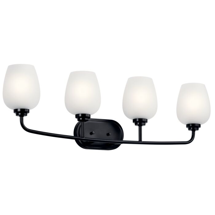 Kichler Valserrano 4 Light 10 Inch Bathroom Vanity Light in Black