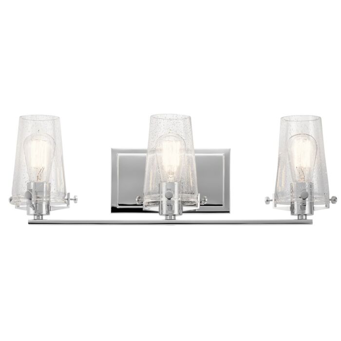 Kichler Alton 3 Light Clear Seeded Bathroom Vanity Light in Chrome