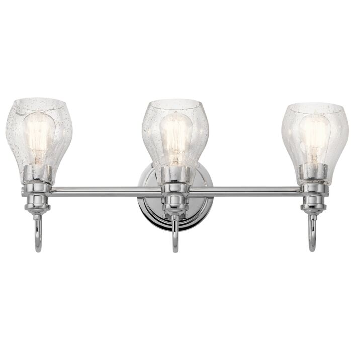 Kichler Greenbrier 23.75 Inch 3 Light Clear Seeded Bathroom Vanity Light in Chrome