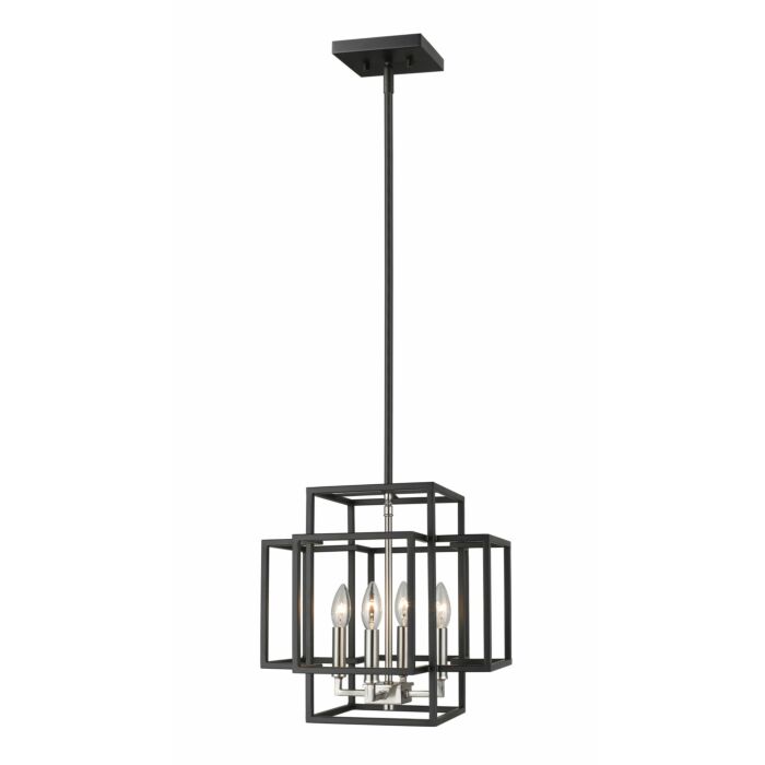 Z Lite Titania 4 Light Pendant Light In Black With Brushed Nickel