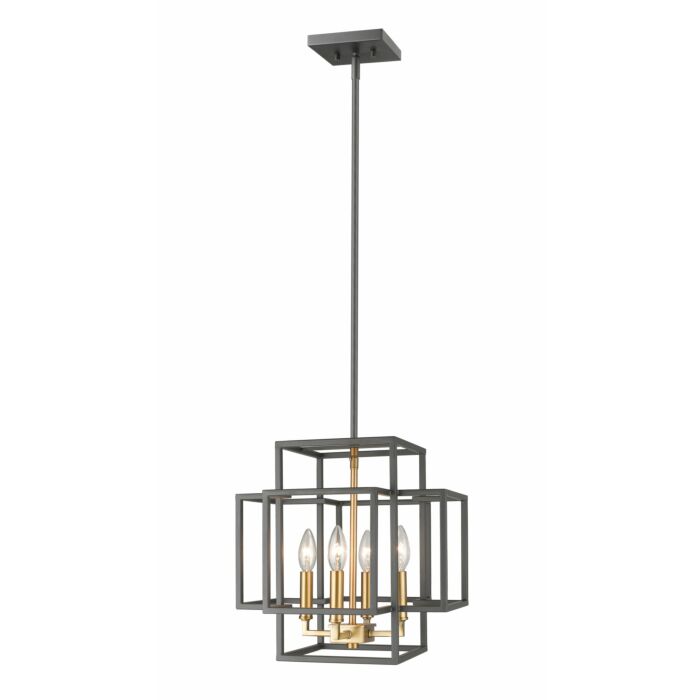 Z Lite Titania 4 Light Pendant Light In Bronze With Olde Brass
