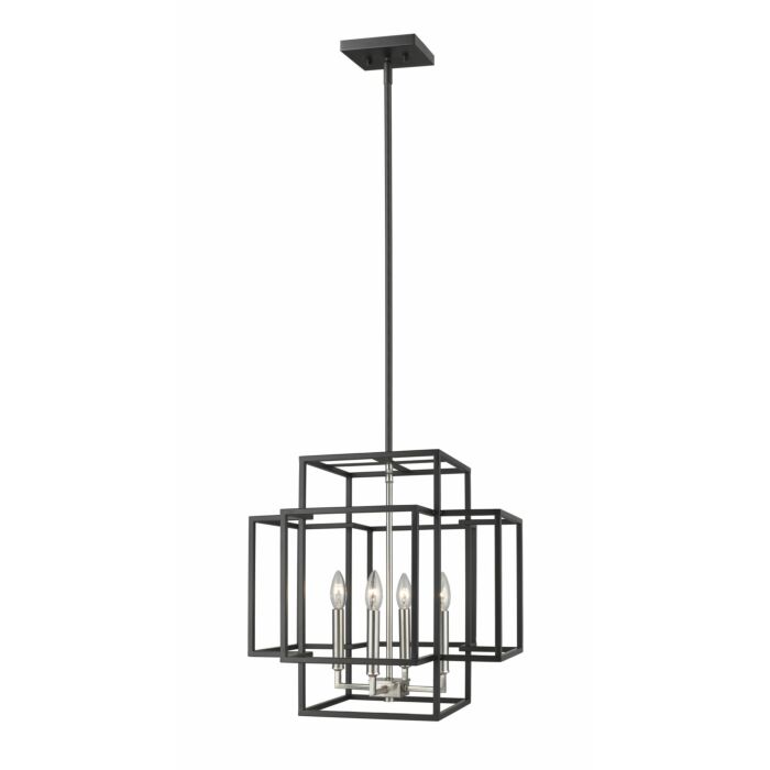 Z Lite Titania 4 Light Pendant Light In Black With Brushed Nickel