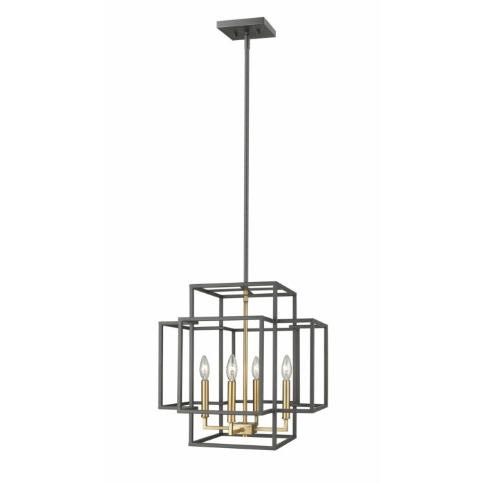 Z Lite Titania 4 Light Pendant Light In Bronze With Olde Brass