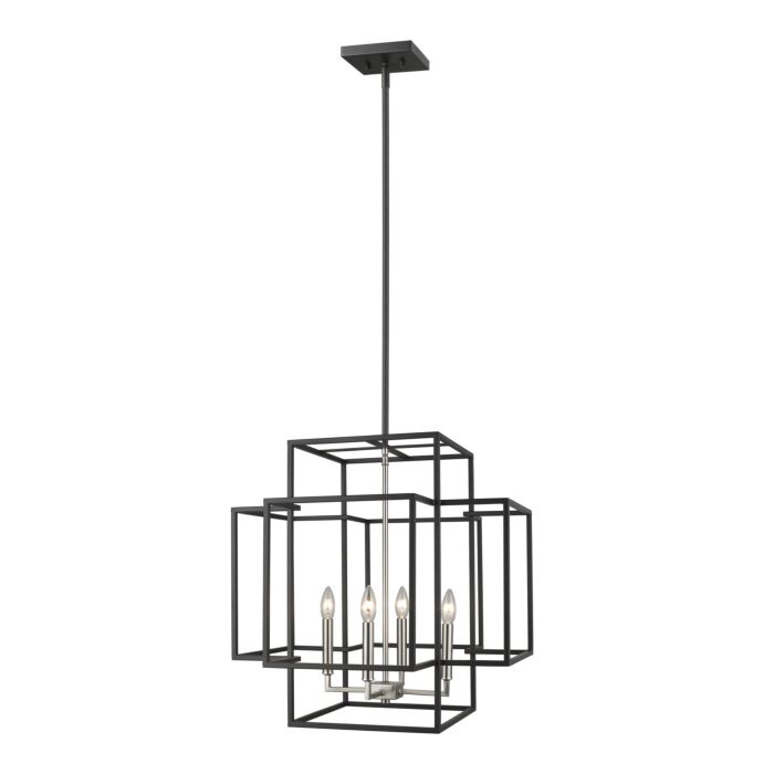 Z Lite Titania 4 Light Pendant Light In Black With Brushed Nickel