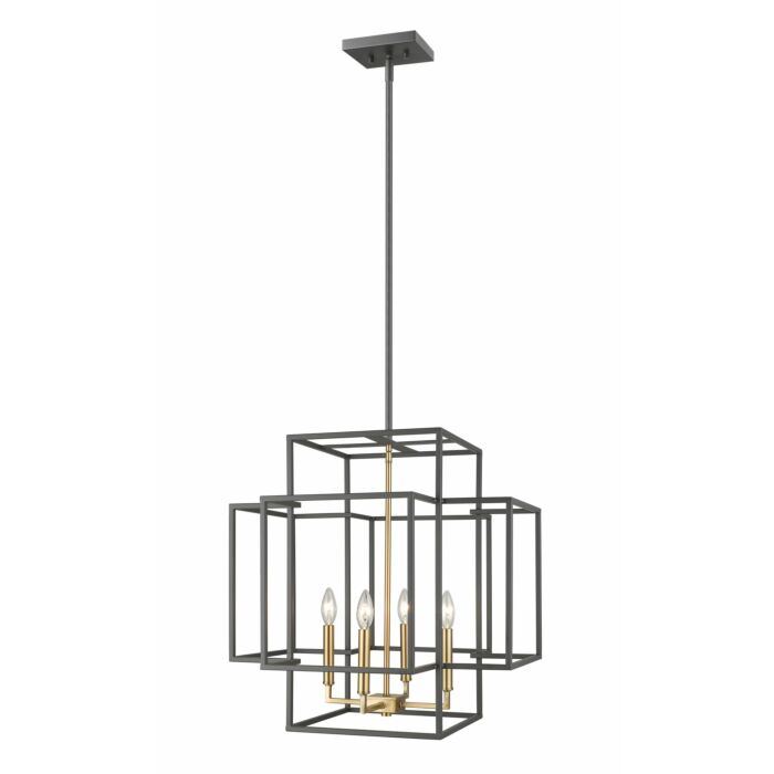 Z Lite Titania 4 Light Pendant Light In Bronze With Olde Brass