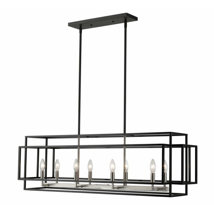Z Lite Titania 8 Light Chandelier In Black With Brushed Nickel