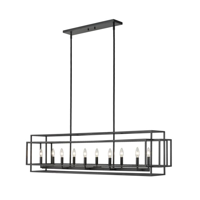 Z Lite Titania 10 Light Linear Pendant Light In Matte Black