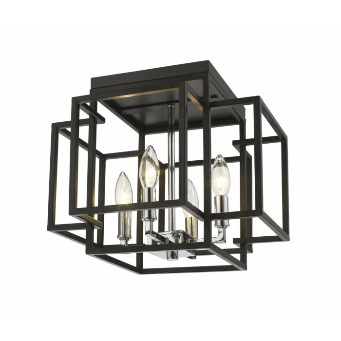 Z Lite Titania 4 Light Flush Mount Ceiling Light In Black With Chrome