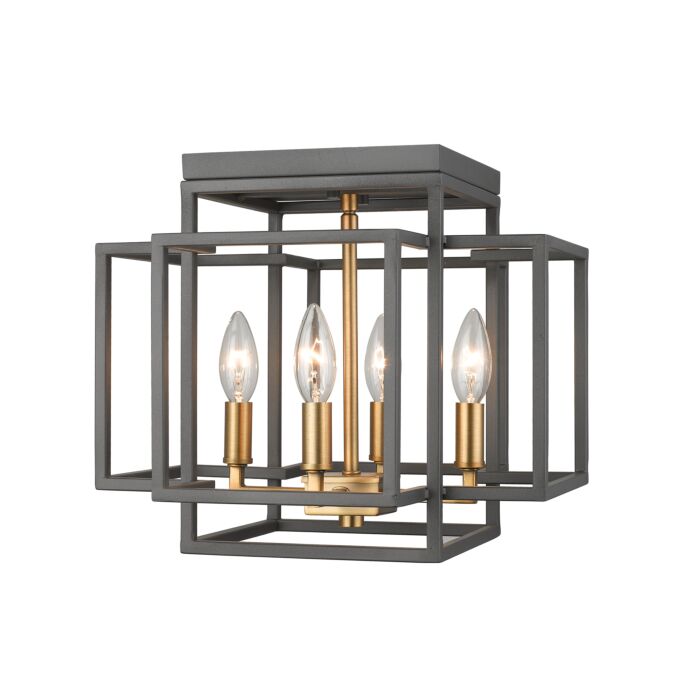 Z Lite Titania 4 Light Flush Mount Ceiling Light In Bronze With Olde Brass