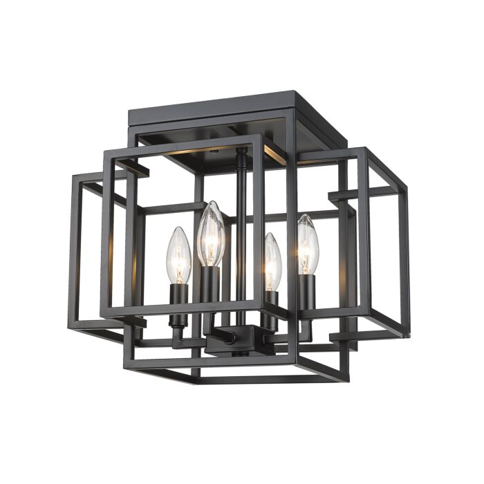 Z Lite Titania 4 Light Flush Mount Ceiling Light In Matte Black