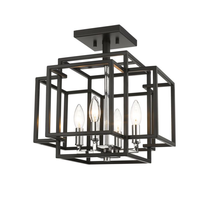 Z Lite Titania 4 Light Semi Flush Mount Ceiling Light In Black With Chrome