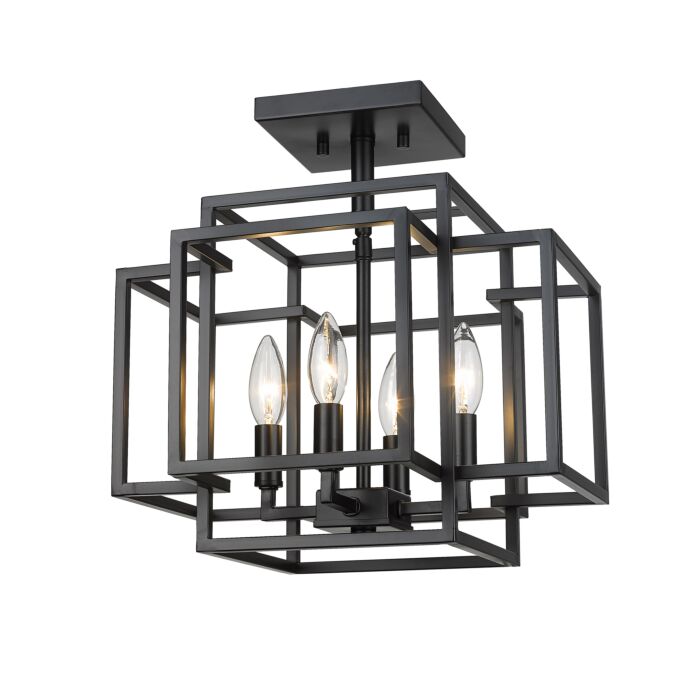 Z Lite Titania 4 Light Semi Flush Mount Ceiling Light In Matte Black