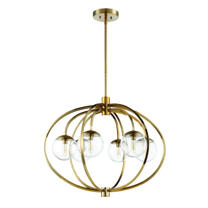 Craftmade Piltz 6 Light Transitional Chandelier in Satin Brass