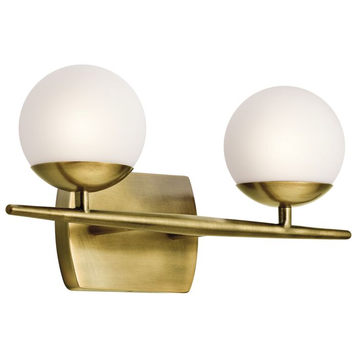 Kichler Jasper 2 Light 2 Arm Bathroom Vanity Light in Natural Brass