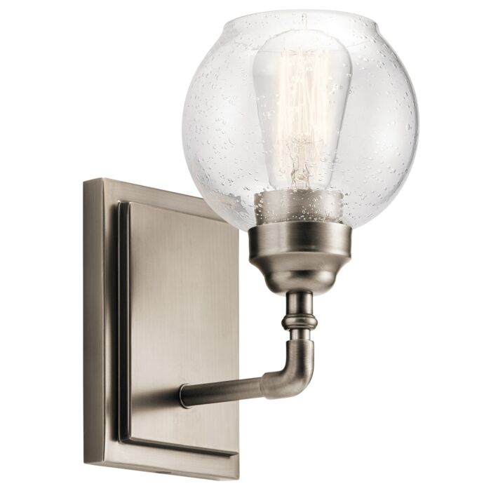 Kichler Niles 10 Inch Clear Seeded Wall Sconce in Antique Pewter