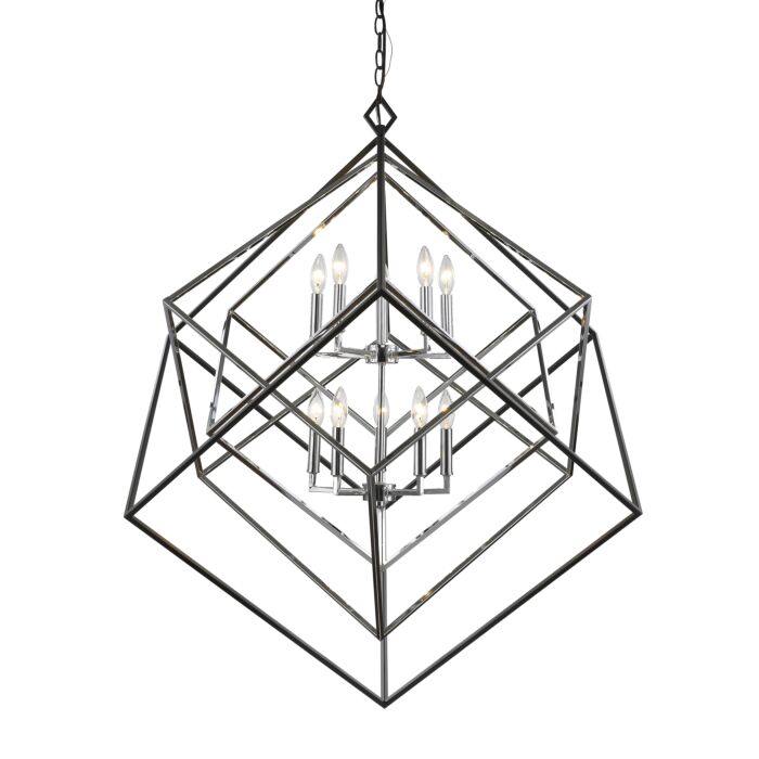 Z Lite Euclid 10 Light Chandelier In Chrome With Matte Black