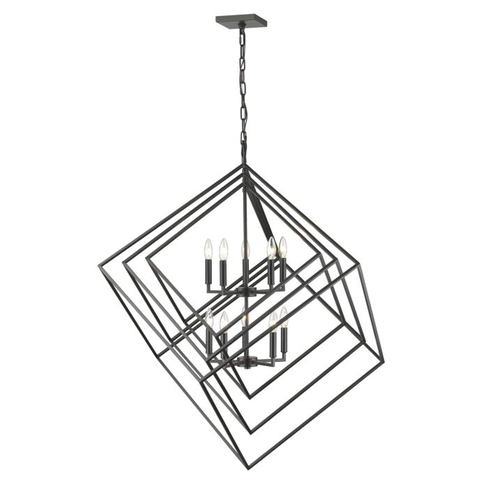 Z Lite Euclid 10 Light Chandelier In Matte Black