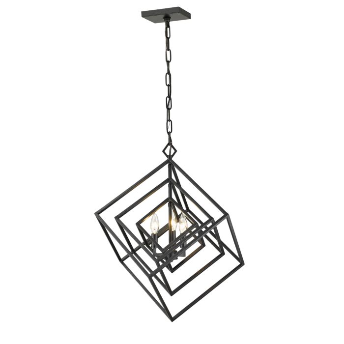 Z Lite Euclid 3 Light Chandelier In Matte Black