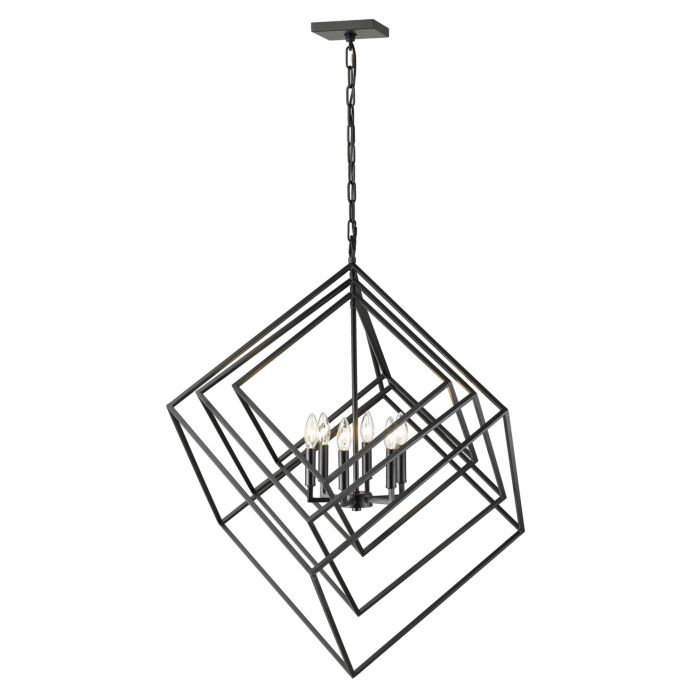 Z Lite Euclid 6 Light Chandelier In Matte Black