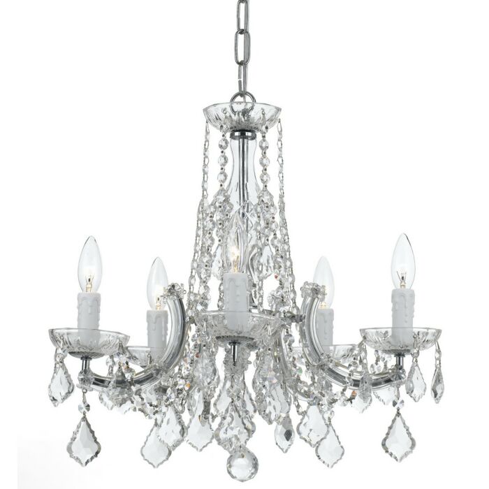 Crystorama Traditional Crystal 5 Light 19 Inch Chandelier in Polished Chrome with Hand Cut Crystal Crystals