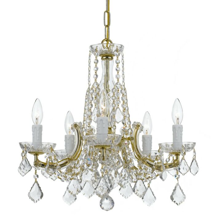 Crystorama Traditional Crystal 5 Light 19 Inch Chandelier in Gold with Hand Cut Crystal Crystals