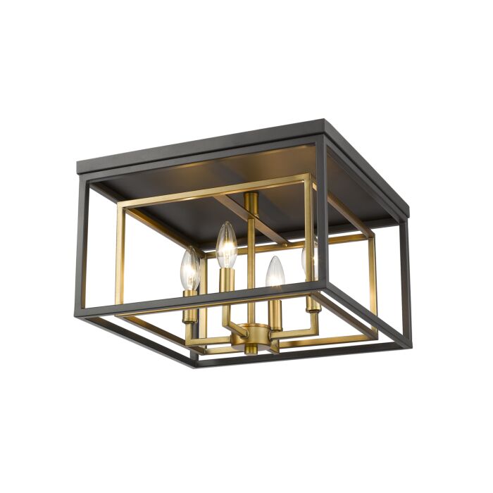 Z Lite Euclid 4 Light Flush Mount Ceiling Light In Olde Brass With Bronze