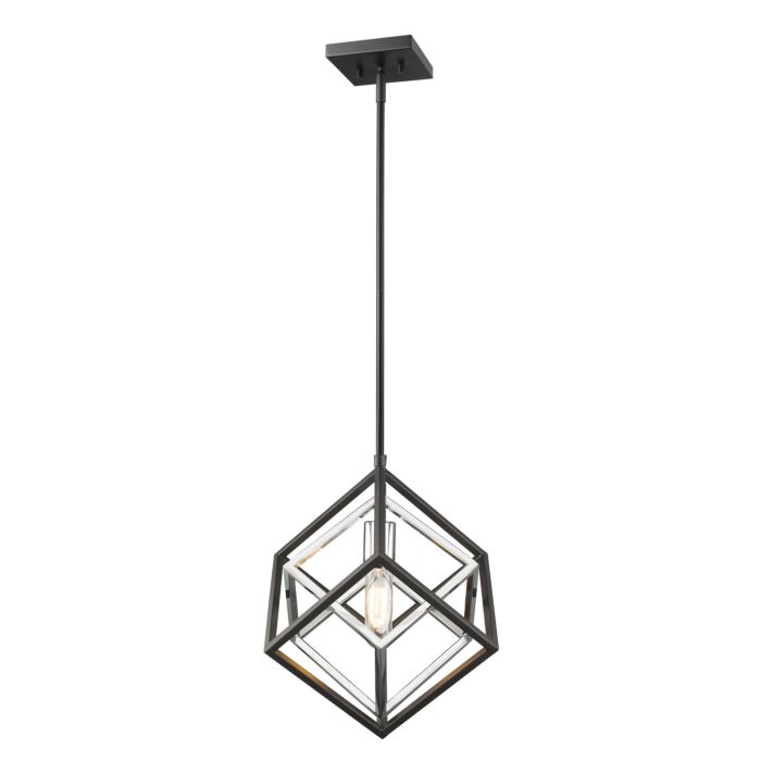 Z Lite Euclid 1 Light Mini Pendant Light In Chrome With Matte Black