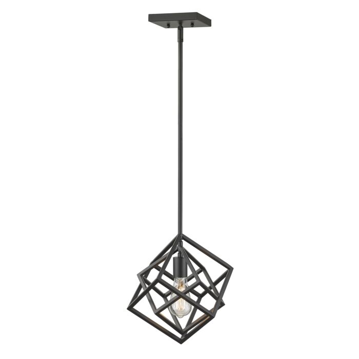 Z Lite Euclid 1 Light Mini Pendant Light In Matte Black