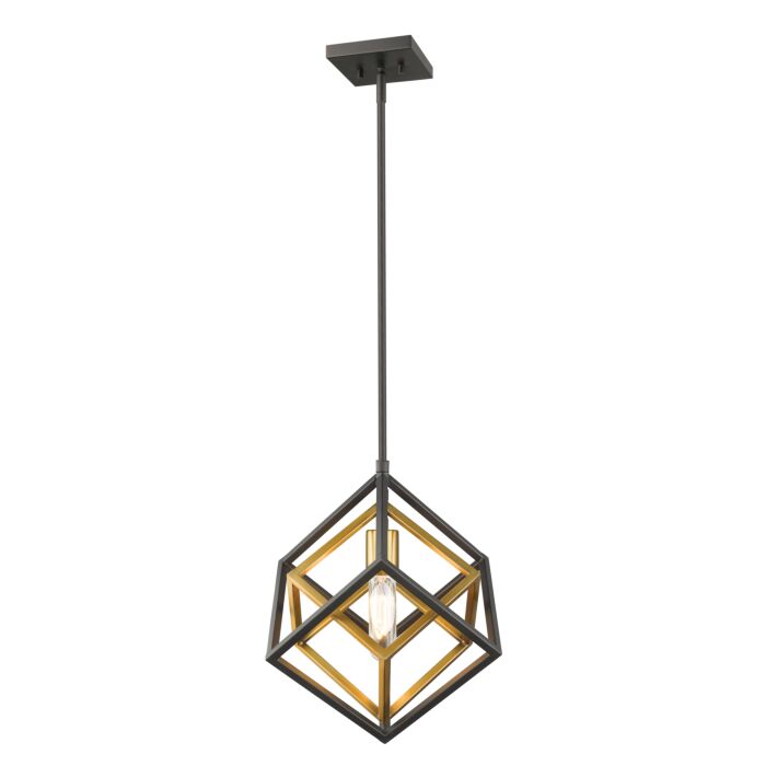 Z Lite Euclid 1 Light Mini Pendant Light In Olde Brass With Bronze