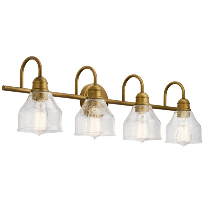 Kichler Avery 4 Light 33 Inch Bathroom Vanity Light in Natural Brass